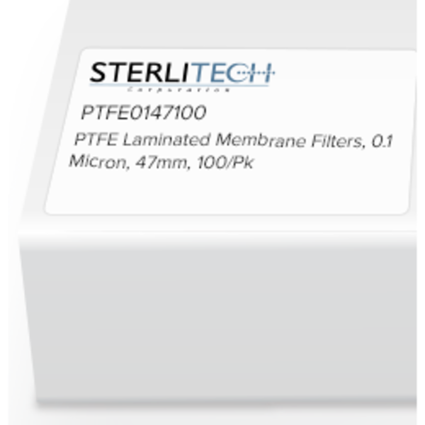 Sterlitech PTFE Laminated Membrane Filters, 0.1 Micron, 47mm, PK100 PTFE0147100